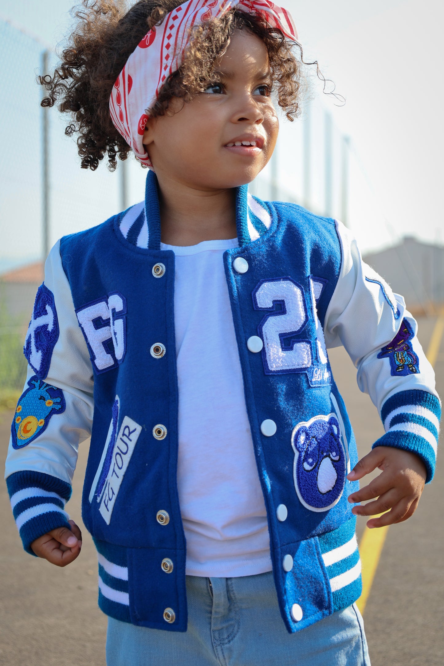 Awesome Letterman Jacket Snap Front Blue
