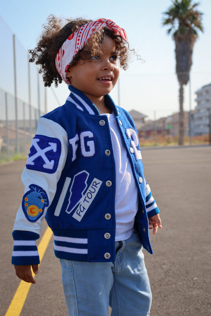 Awesome Letterman Jacket Snap Front Blue