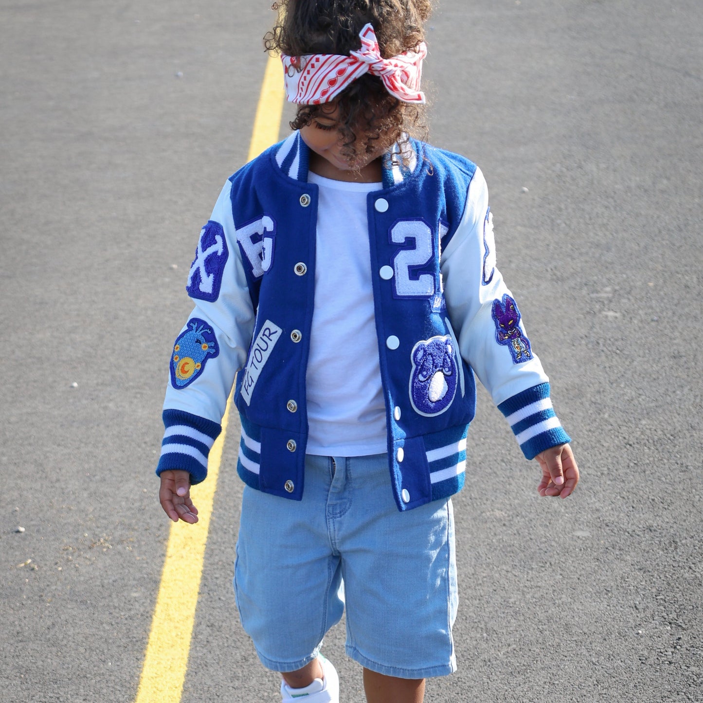 Awesome Letterman Jacket Snap Front Blue
