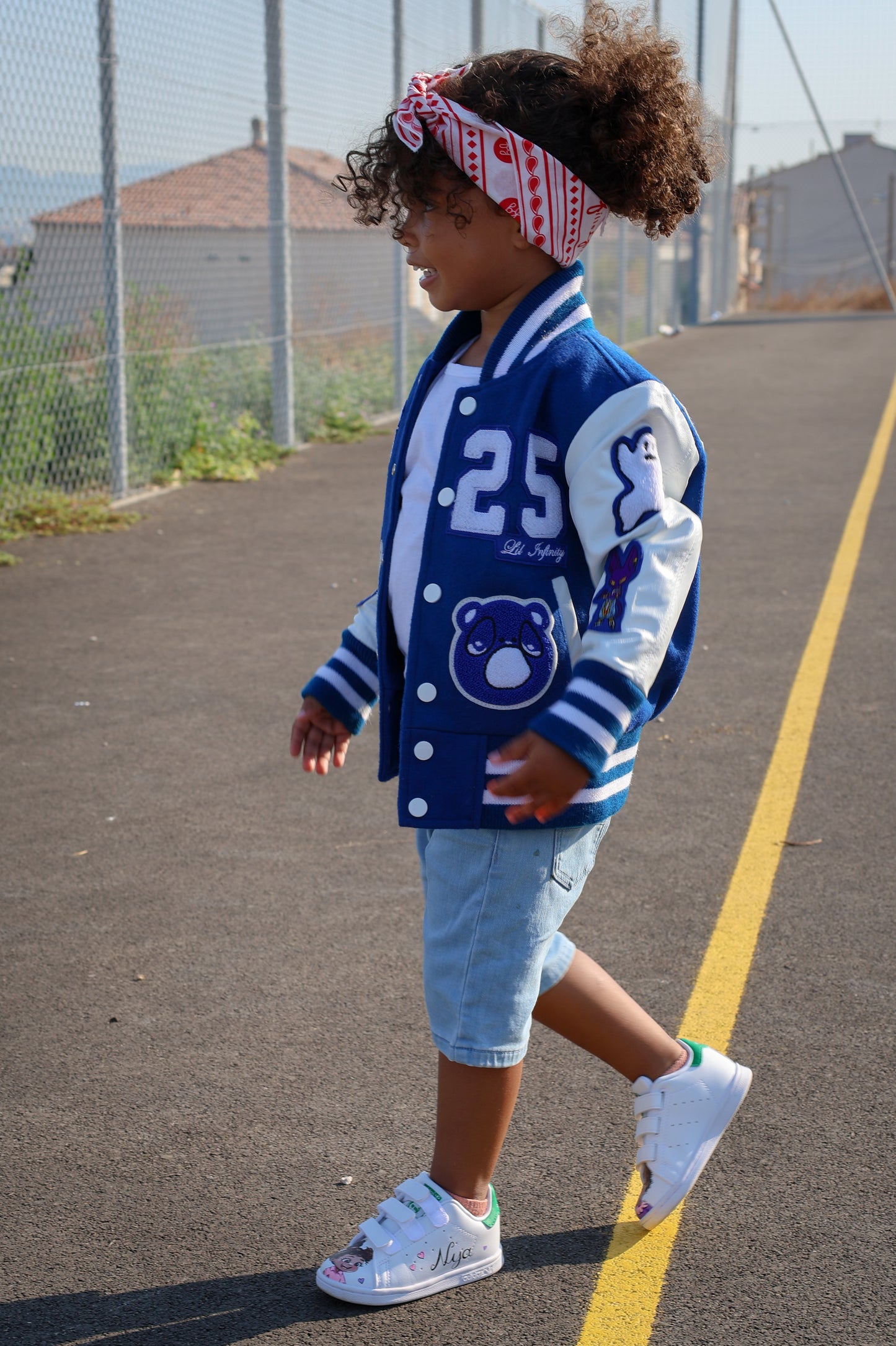 Awesome Letterman Jacket Snap Front Blue