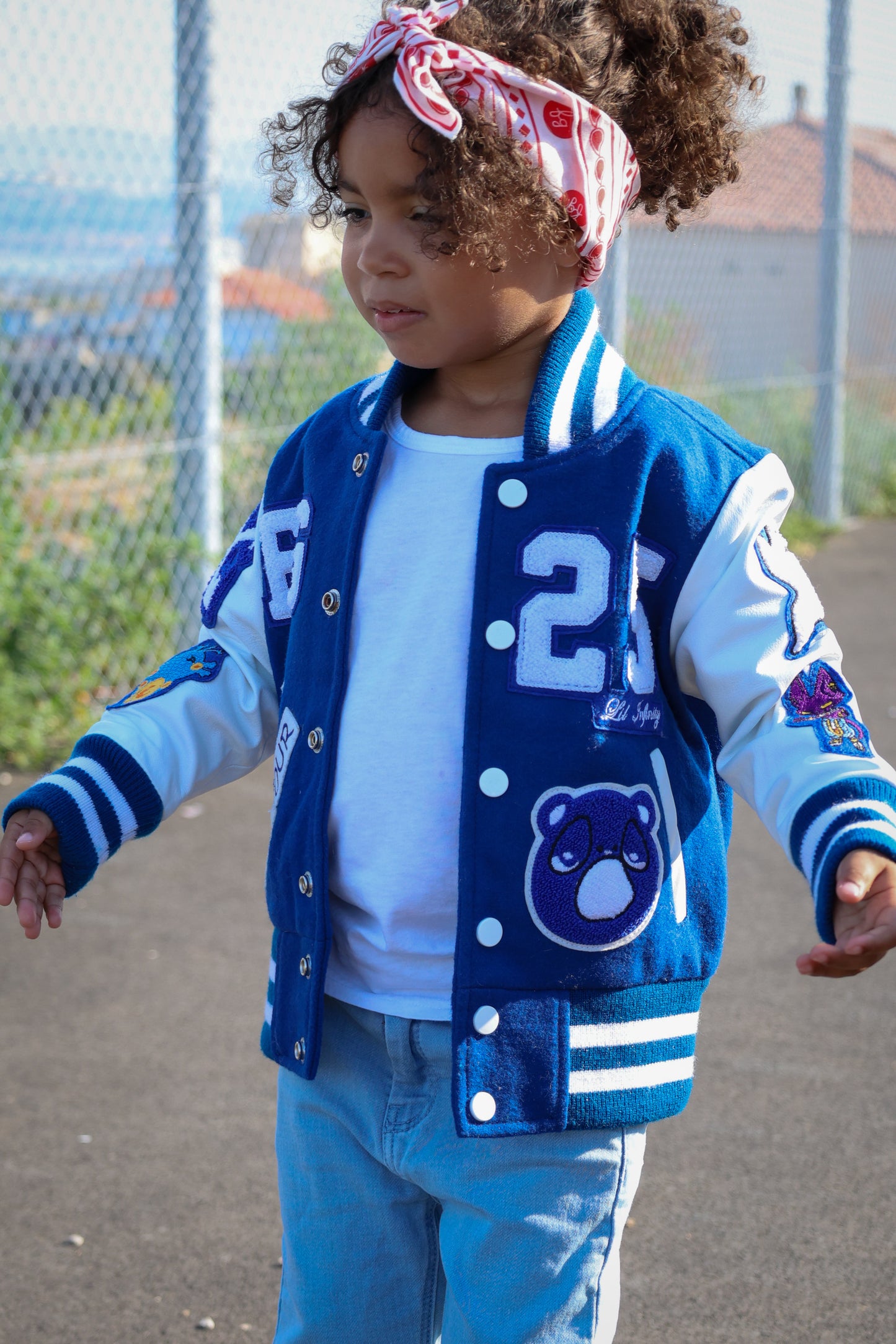 Awesome Letterman Jacket Snap Front Blue