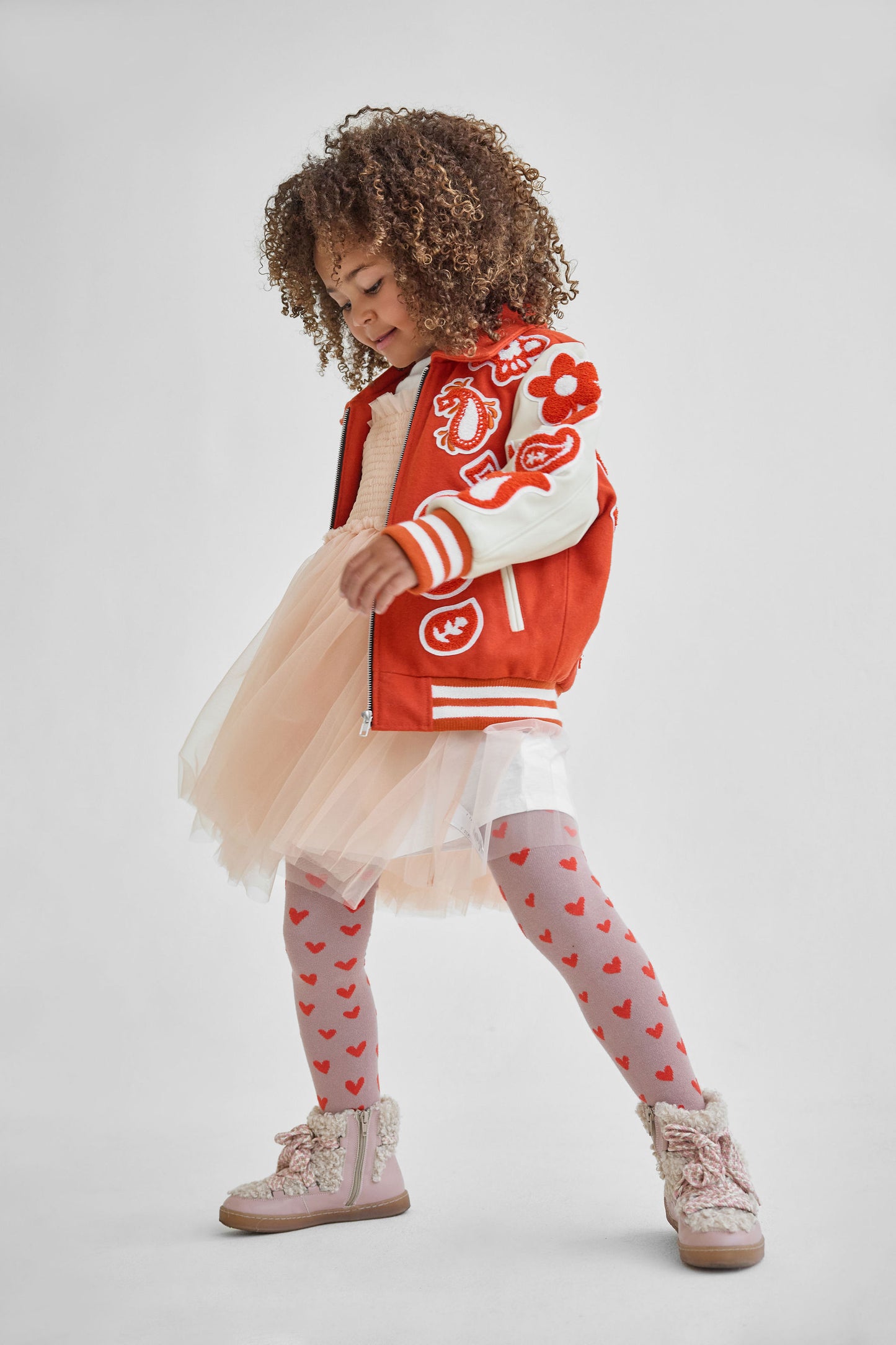 Wool and Leather Orange Bandana Zip Front Jacket